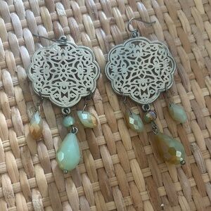 Elegant copper  and Green Dangle Earrings